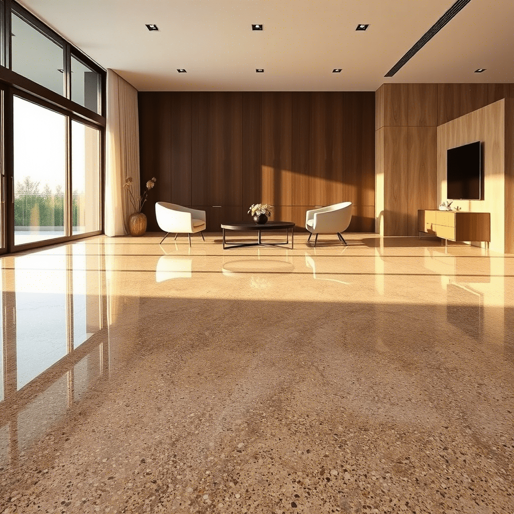 أرضيات إيبوكسي كوارتز (Quartz Epoxy Flooring): أناقة حجر الكوارتز مع قوة الإيبوكسي
